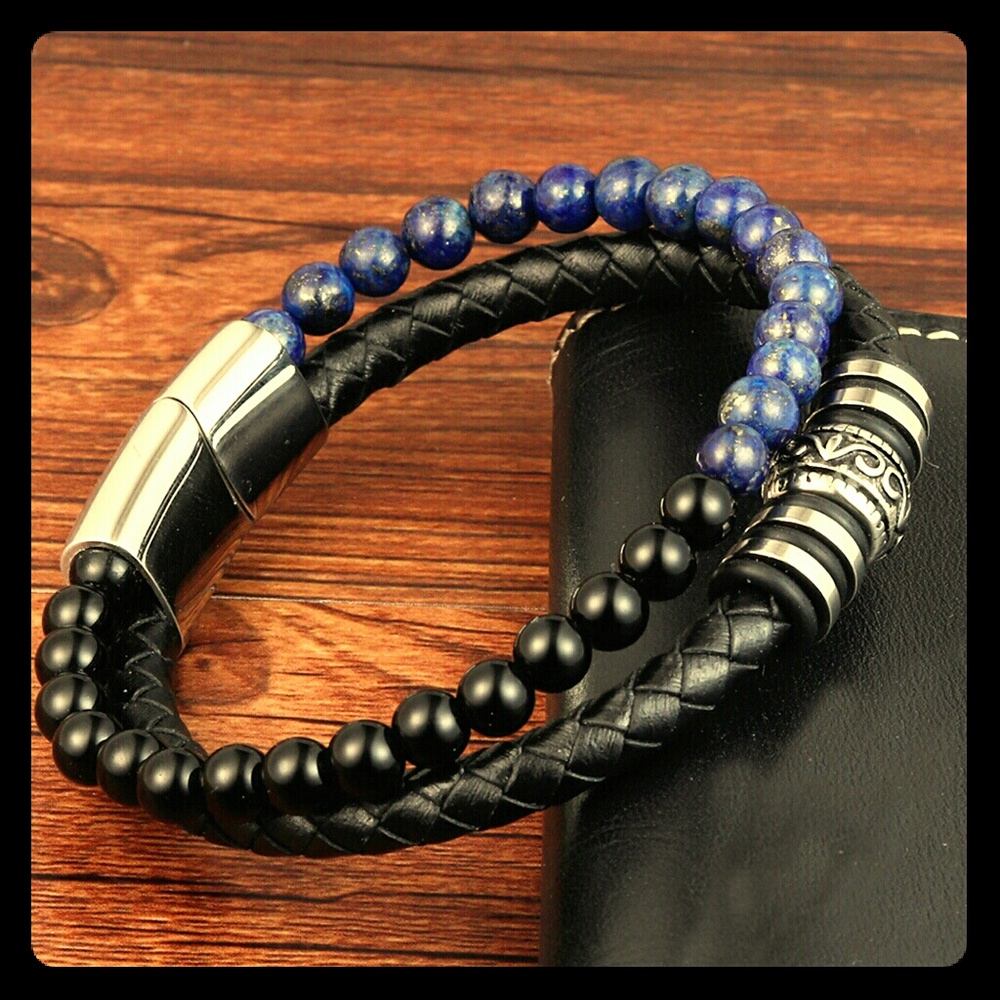 Handmade Stainless Steel Braided Leather Bracelets